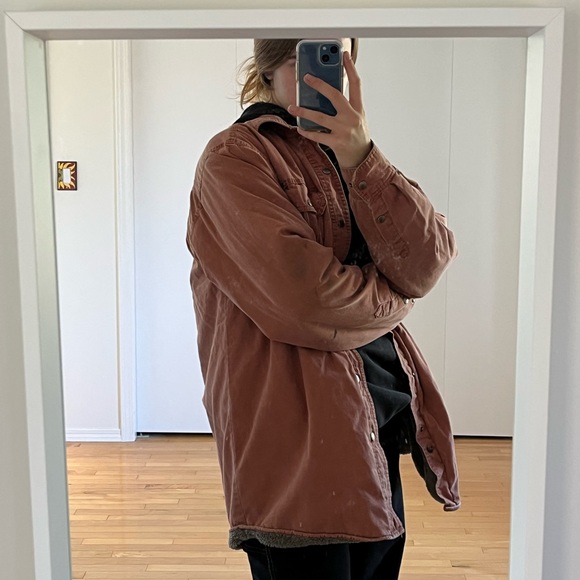 Wind River Brown/Orange Fuzzy Fall Shacket - Picture 6 of 8